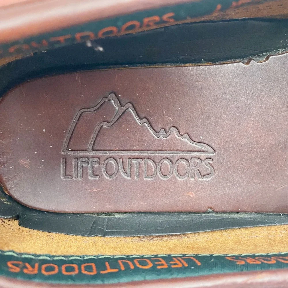 Life Outdoors One Eyelet Leather Boat Shoe Moccasin Mens 11B Brown